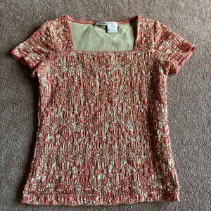 Vintage East 5th Pink And Cream Scrunchy Tee – Size Small